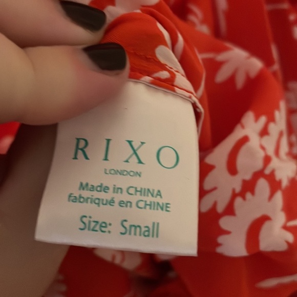 Rixo Red Daisy Sofia Ruffled Silk Wrap Blouse - Picture 6 of 8